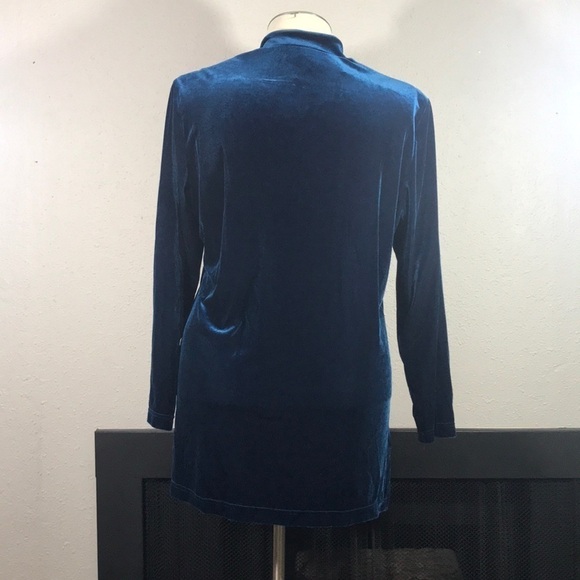 Coldwater Creek Teal Blue Velvet Mandarin Collar Jacket size XL - Picture 4 of 11